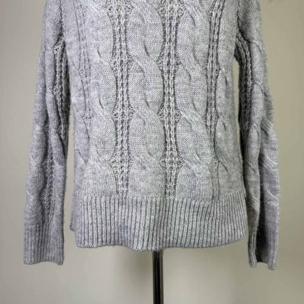 J Crew Crew Neck Cable Knit Sweater Women's XXS Grey Acrylic/Alpaca Blend Grey - Picture 3 of 16
